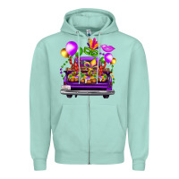 Seafoam mardi gras farm truck back view Zipper Hoodie - FaDigitalArtStudio