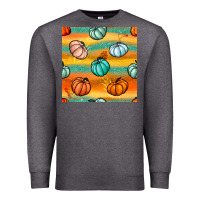 Charcoal Heather Pumpkin And Glitter Seamless Pattern Premium Sweatshirt - BundleAndBundleShop