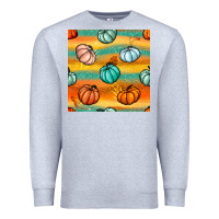 Heather Grey Pumpkin And Glitter Seamless Pattern Premium Sweatshirt - BundleAndBundleShop