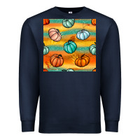 Navy Pumpkin And Glitter Seamless Pattern Premium Sweatshirt - BundleAndBundleShop