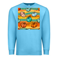 Ocean Blue Pumpkin And Glitter Seamless Pattern Premium Sweatshirt - BundleAndBundleShop
