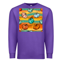 Purple Pumpkin And Glitter Seamless Pattern Premium Sweatshirt - BundleAndBundleShop