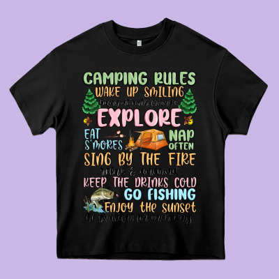 Camping Rules Heavy Core Tee Designed By Maliassmallbusiness
