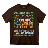 Chocolate Brown camping rules Heavy Core Tee - MaliasSmallBusiness
