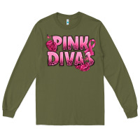 Army Green Pink Divas Breast Cancer Long Sleeve Tee - NancyCooperArtShop