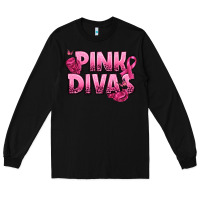 Black Pink Divas Breast Cancer Long Sleeve Tee - NancyCooperArtShop