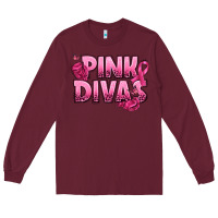 Burgundy Pink Divas Breast Cancer Long Sleeve Tee - NancyCooperArtShop