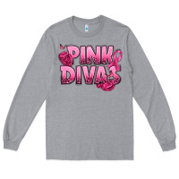 Heather Grey Pink Divas Breast Cancer Long Sleeve Tee - NancyCooperArtShop
