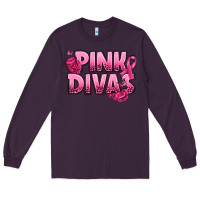 Plum Pink Divas Breast Cancer Long Sleeve Tee - NancyCooperArtShop