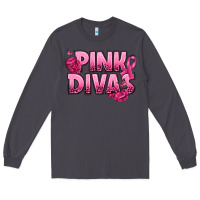 Smoke Pink Divas Breast Cancer Long Sleeve Tee - NancyCooperArtShop