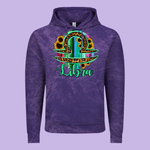 Libra Zodiac Sign Sunflower Leopard Serape Vintage Hoodie Designed By Ranaportraitstore