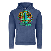 Vintage Denim Libra Zodiac Sign Sunflower Leopard Serape Vintage Hoodie - RanaPortraitStore