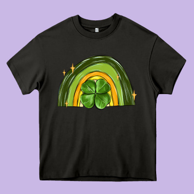 St Patrick S Day Shamrock Rainbow Heavy Core Tee Designed By Maliassmallbusiness
