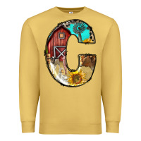Antique Gold farm life alphabet lowercase letters c Premium Sweatshirt - BundleAndBundleShop