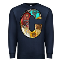 Navy farm life alphabet lowercase letters c Premium Sweatshirt - BundleAndBundleShop