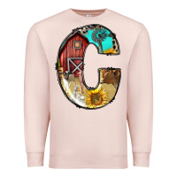 Pale Pink farm life alphabet lowercase letters c Premium Sweatshirt - BundleAndBundleShop