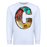 White farm life alphabet lowercase letters c Premium Sweatshirt - BundleAndBundleShop