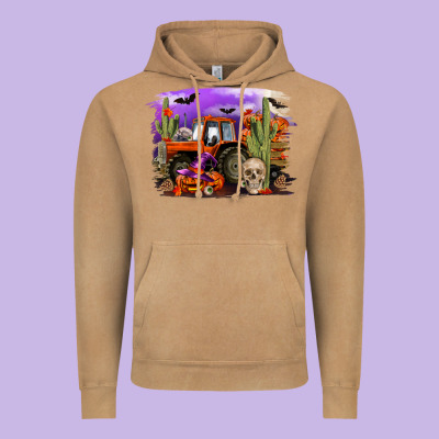 Halloween Tractor Vintage Hoodie Designed By Ranaportraitstore