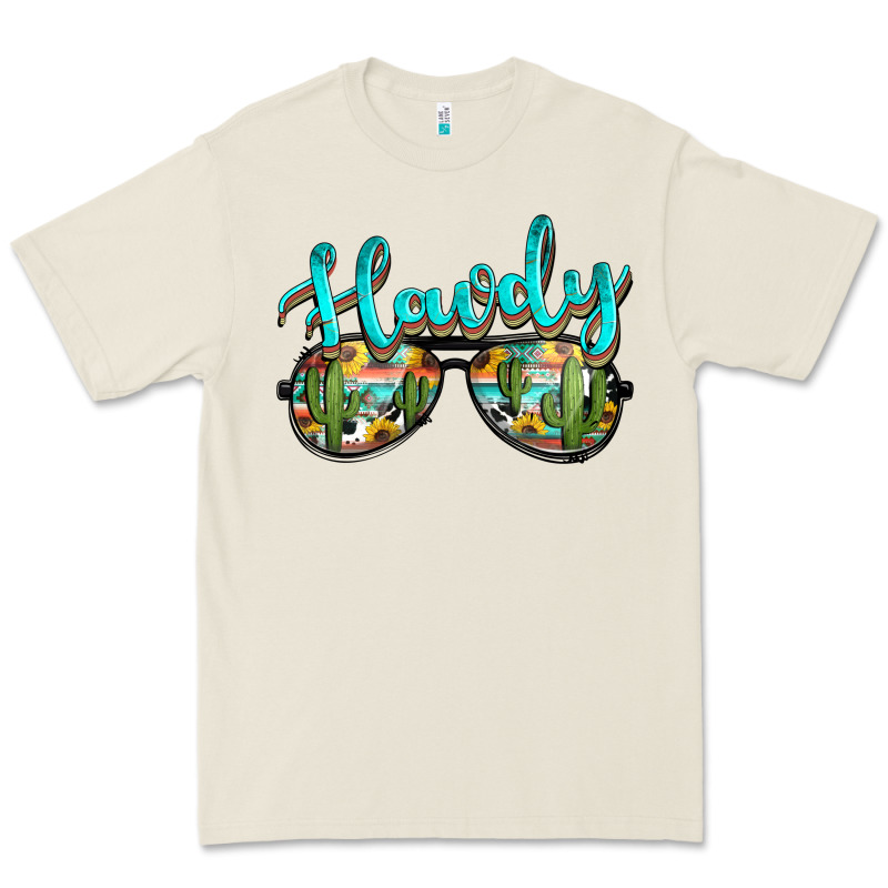 Western Howdy Police Sunglasses Premium Tee by NancyCooperArtShop | Teevron
