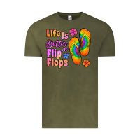 Vintage Olive life is better in flip flops Vintage Tee - Jasminsmagicworld