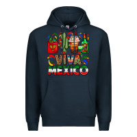 Navy Viva Mexico Coffee Cups With Cactus And Tequila Premium Hoodie - FaDigitalArtStudio