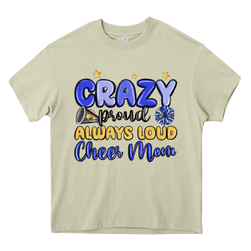 Crazy Proud Always Loud Cheer Mom Heavy Core Tee by MaliasSmallBusiness | Teevron