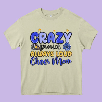 Crazy Proud Always Loud Cheer Mom Heavy Core Tee Designed By Maliassmallbusiness