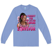 Colony Blue i fought for my life and i won afro woman Long Sleeve Tee - NancyCooperArtShop