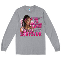 Heather Grey i fought for my life and i won afro woman Long Sleeve Tee - NancyCooperArtShop