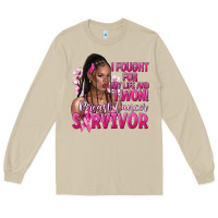 Mushroom i fought for my life and i won afro woman Long Sleeve Tee - NancyCooperArtShop