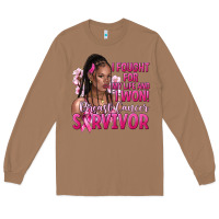 Toasted Coconut i fought for my life and i won afro woman Long Sleeve Tee - NancyCooperArtShop
