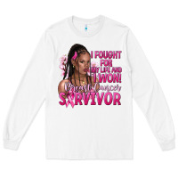 White i fought for my life and i won afro woman Long Sleeve Tee - NancyCooperArtShop