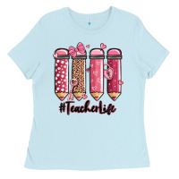 Baby Blue valentine's day teacher life pencils Ladies Tee - MaliasSmallBusiness