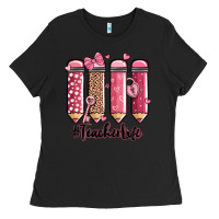 Black valentine's day teacher life pencils Ladies Tee - MaliasSmallBusiness