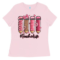 Bubblegum Pink valentine's day teacher life pencils Ladies Tee - MaliasSmallBusiness