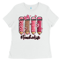White valentine's day teacher life pencils Ladies Tee - MaliasSmallBusiness