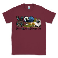 Burgundy Peace Love Siamese Cat Classic Tee - LillyAllenDesigns