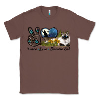 Chestnut Peace Love Siamese Cat Classic Tee - LillyAllenDesigns