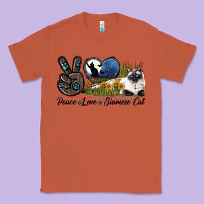 Peace Love Siamese Cat Classic Tee Designed By Lillyallendesigns