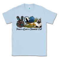 Dusty Blue Peace Love Siamese Cat Classic Tee - LillyAllenDesigns