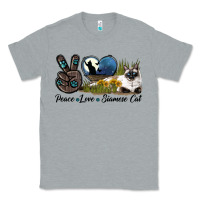 Heather Grey Peace Love Siamese Cat Classic Tee - LillyAllenDesigns