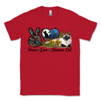 Red Peace Love Siamese Cat Classic Tee - LillyAllenDesigns