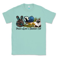 Seafoam Peace Love Siamese Cat Classic Tee - LillyAllenDesigns
