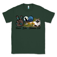 Sports Green Peace Love Siamese Cat Classic Tee - LillyAllenDesigns