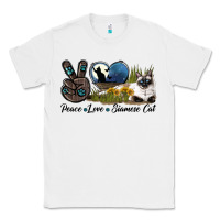 White Peace Love Siamese Cat Classic Tee - LillyAllenDesigns