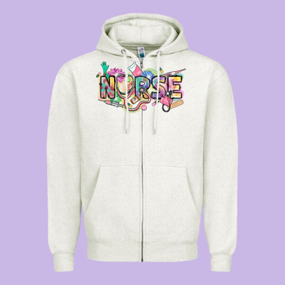 Nurse Zipper Hoodie Designed By Fadigitalartstudio