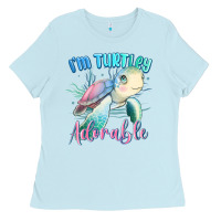 Baby Blue im turtley adorable turtle Ladies Tee - MaliasSmallBusiness