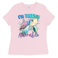 Bubblegum Pink im turtley adorable turtle Ladies Tee - MaliasSmallBusiness
