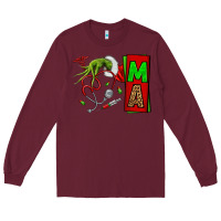 Burgundy Christmas Character Nurse Long Sleeve Tee - NancyCooperArtShop