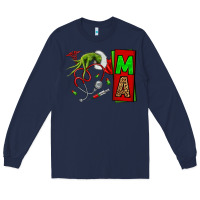 Navy Christmas Character Nurse Long Sleeve Tee - NancyCooperArtShop